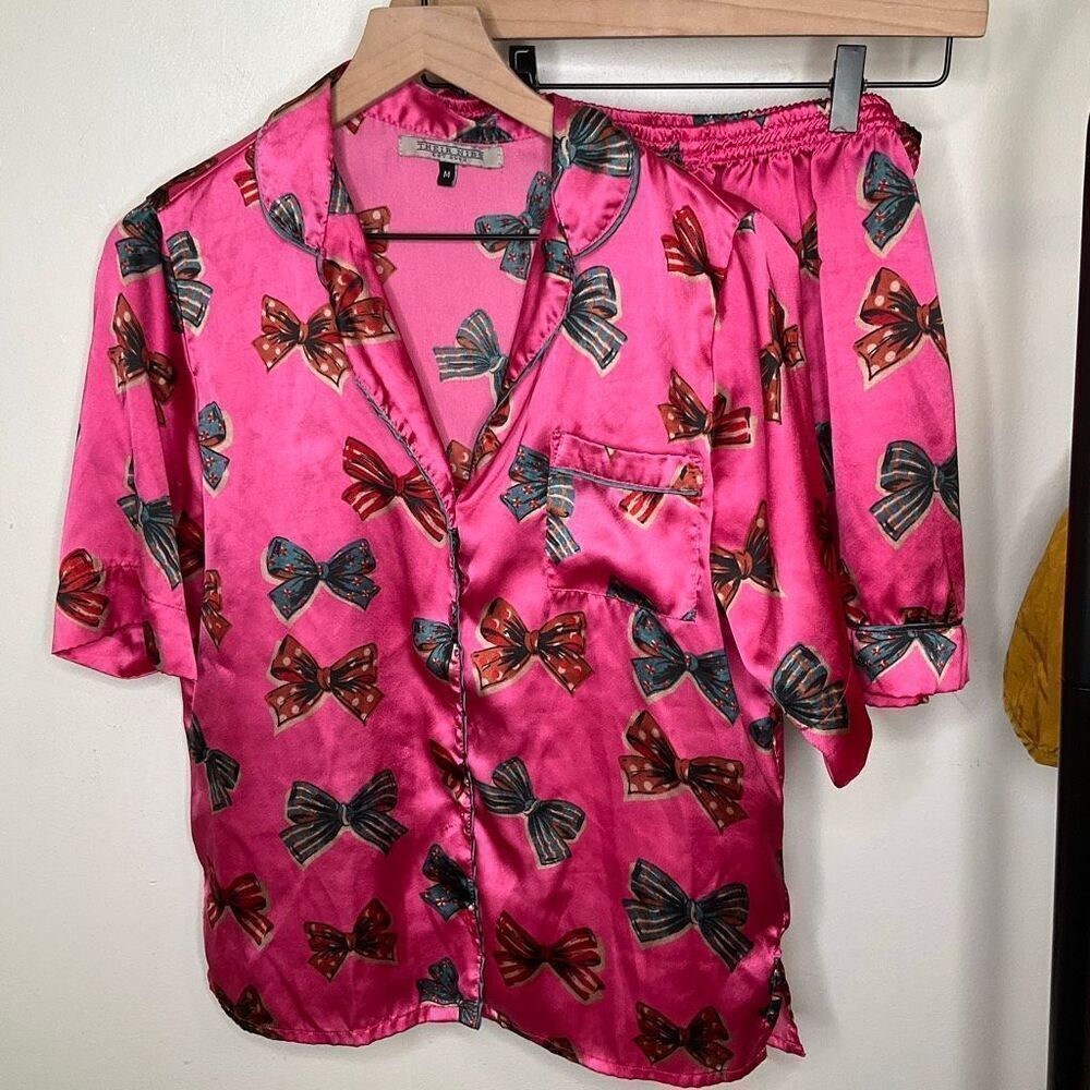 Their Nibs Bows Satin Pajama Short Set